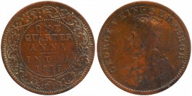 Bronze One Quarter Anna Coin of King George V of Calcutta Mint of 1916.