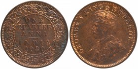 Bronze One Quarter Anna Coin of King George V of Calcutta Mint of 1920.