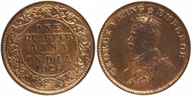 Bronze One Quarter Anna Coin of King George V of Bombay Mint of 1926.