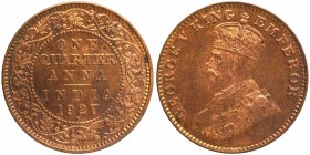 Bronze One Quarter Anna Coin of King George V of Bombay Mint of 1927.