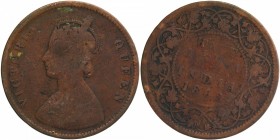 Copper Half Anna Coin of Victoria Queen of Calcutta Mint of 1862.