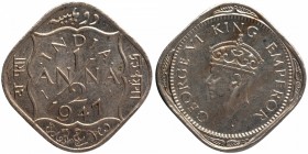 Cupro Nickel Half Anna Coin of King George VI of Calcutta Mint of 1947.