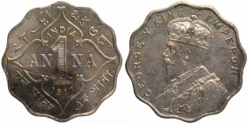 Cupro Nickel One Anna Coin of King George V of Bombay Mint of 1917.