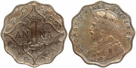 Cupro Nickel One Anna Coin of King George V of Bombay Mint of 1918.