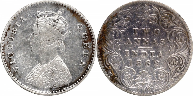 British India
Annas 2 (Silver)
Annas 02 
1862, Victoria Queen, Silver 2 Annas...