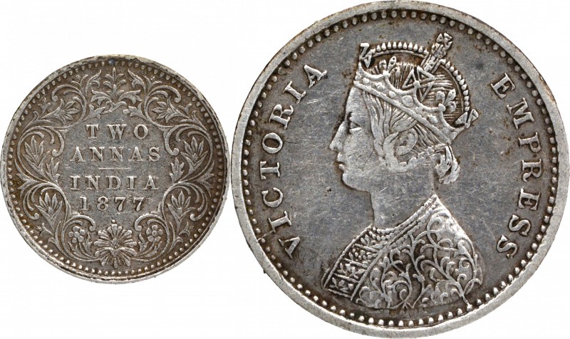 British India
Annas 2 (Silver)
Annas 02 
1877, Victoria Empress, Silver 2 Ann...