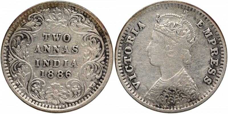 British India
Annas 2 (Silver)
Annas 02 
1886, Victoria Empress, Silver 2 Ann...