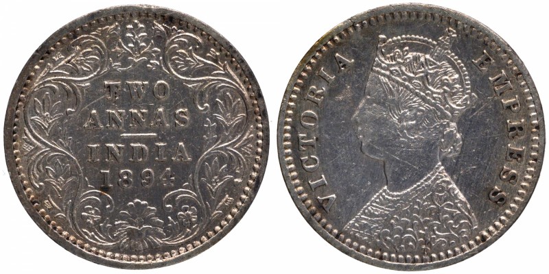 British India
Annas 2 (Silver)
Annas 02 
1894, Victoria Empress, Silver 2 Ann...