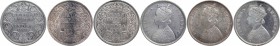 Silver Half Rupee Coins of Victoria Empress of Bombay Mint of 1899.