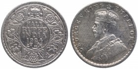 Silver Half Rupee Coin of King George V of Bombay Mint of 1924.