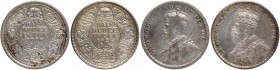 Silver Half Rupee Coins of King George V of Calcutta and Bombay Mint of 1926.