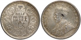 Silver Half Rupee Coin of King George V of Calcutta Mint of 1936.