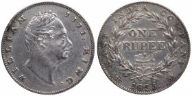 Silver One Rupee Coin of King William IIII of Bombay Mint of 1835.
