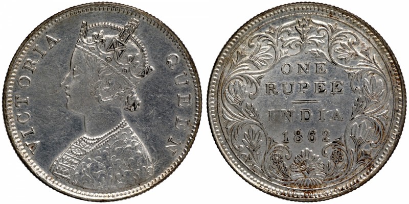 British India
Rupee 1
Rupee 01
1862, Victoria Queen, Silver Rupee, Bombay Min...