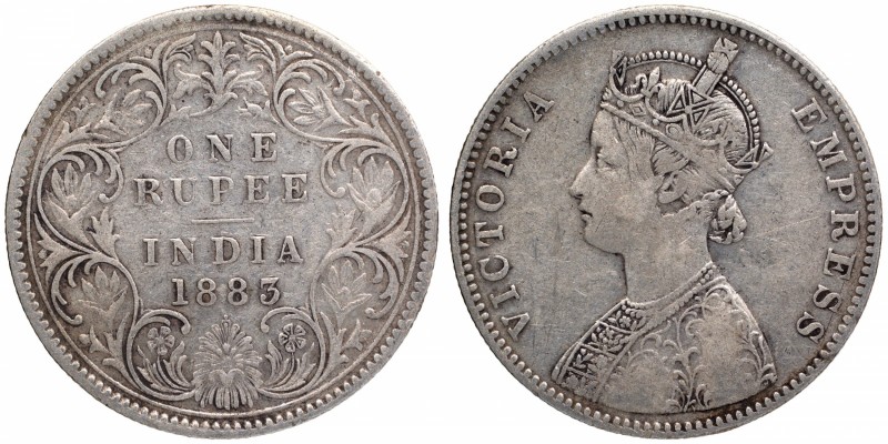 British India
Rupee 1
Rupee 01
1883, Victoria Empress, Silver Rupee, Bombay M...