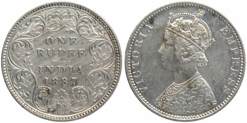 British India
Rupee 1
Rupee 01
1887, Victoria Empress, Silver Rupee, Bombay M...