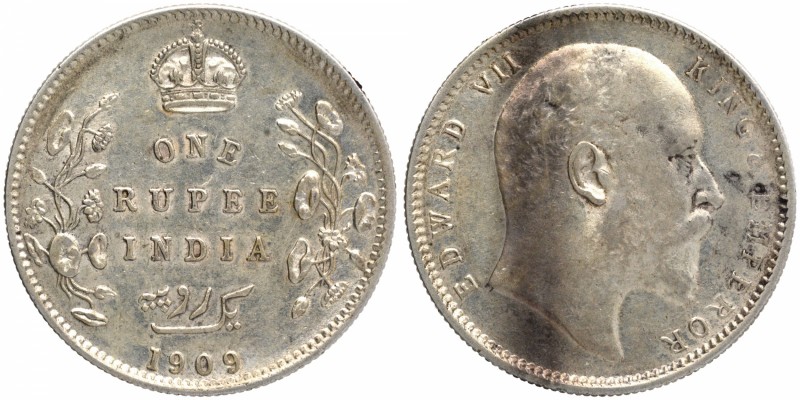 British India
Rupee 1
Rupee 01
1909, King Edward VII, Silver Rupee, Calcutta ...
