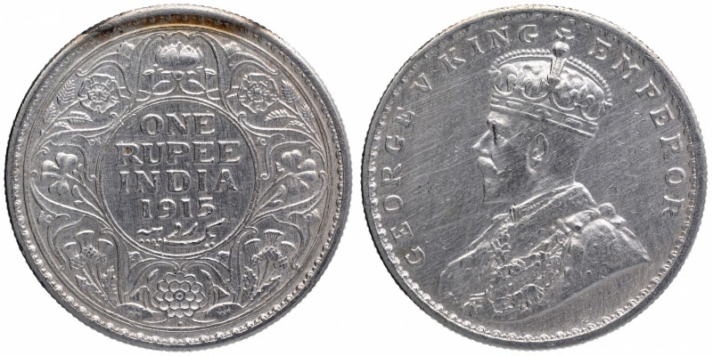 British India
Rupee 1
Rupee 01
1915, King George V, Silver Rupee, Bombay Mint...