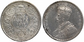 Silver One Rupee Coin of King George V of Calcutta Mint of 1917.