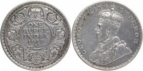 Silver One Rupee Coin of King George V of Bombay Mint of 1917.