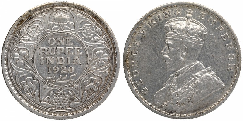 British India
Rupee 1
Rupee 01
1920, King George V, Silver Rupee, Bombay Mint...