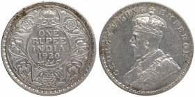 Silver One Rupee Coin of King George V of Bombay Mint of 1920.