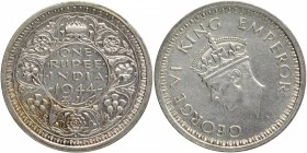 Silver One Rupee Coin of King George VI of Bombay Mint of  1944.