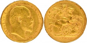 Gold Sovereign Coin of King Edward VII of Australia of 1907.