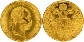 Gold One Ducat Coin of Francis Joseph I of Austria.