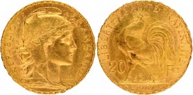 Gold Twenty Francs Coin of Troisieme Republiqua of France of 1907.