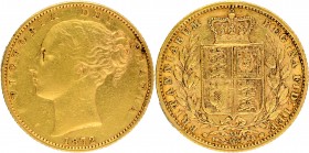 Gold Sovereign Coin of Victoria of United Kingdom.