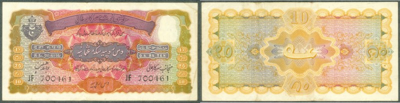 Hyderabad
0010 Rupees
Hyderabad State, 1939, 10 Rupees, Signed by Zahid Hussai...