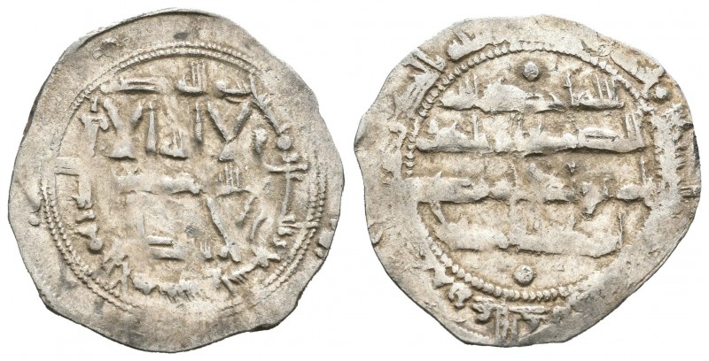 Emirate. Muhamad I. Dirham. 239 H. Al Andalus. Ag. 2,70 g. Recortada. VF. Est......