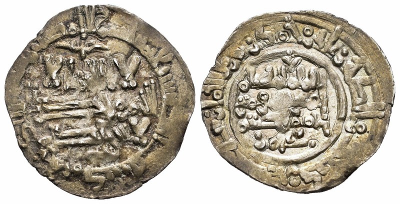 Caliphate. Hisham II. Dirham. 383 H. Medina Fez. (V-608). Ag. 2,03 g. Escasa. VF...