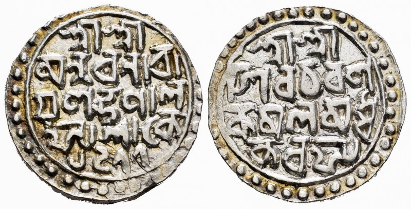 India. Cooch Behar. Nara Narayan. 1 rupia. SE 1477 (1555). Ag. 10,43 g. Original...