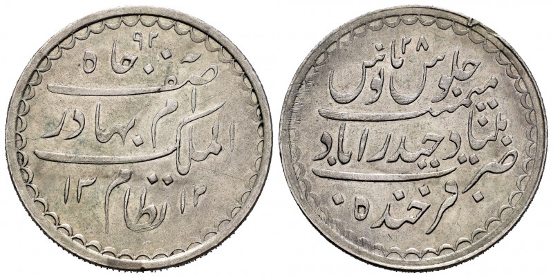 India. Hyderabad. Mir Mahbud Ali Khan II. 1 rupia. 1312 H / 22. (Km-Y32). Ag. 11...