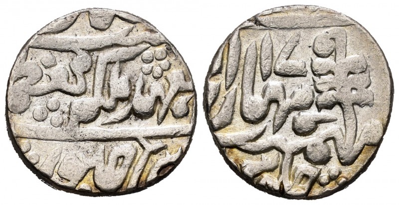 India. Jaipur. Madho Singh. 1 rupia. 1896 (año 17). Jhar. (Km-145). Ag. 11,39 g....