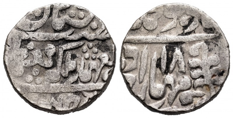 India. Jaipur. Madho Singh. 1 rupia. 1897 (año 12). Jhar. (Km-145). Ag. 11,40 g....