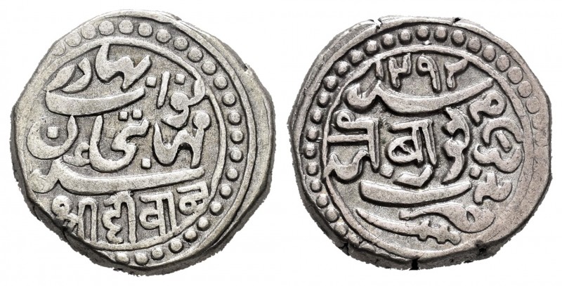 India. Junagadh. Mahabat Khan II. 1 kori. VS 1932 (1875). (Km-30). Ag. 4,70 g. A...