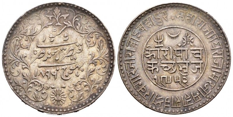 India. Kutch. Khengarji III. 5 kori. 1896 (VS 1952). (Km-Y37.5). Ag. 13,86 g. To...