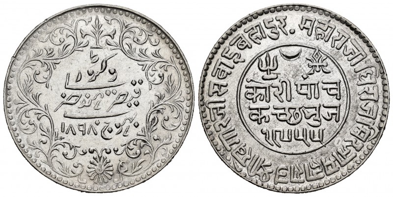 India. Kutch. Khengarji III. 5 kori. 1898 (VS 1953-1955). (Km-Y37.5). Ag. 13,86 ...