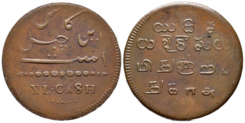 India. Madras Presidency. 40 cash. ND 1807. (Km-331.3). Ae. 19,15 g. Rare. Almos...