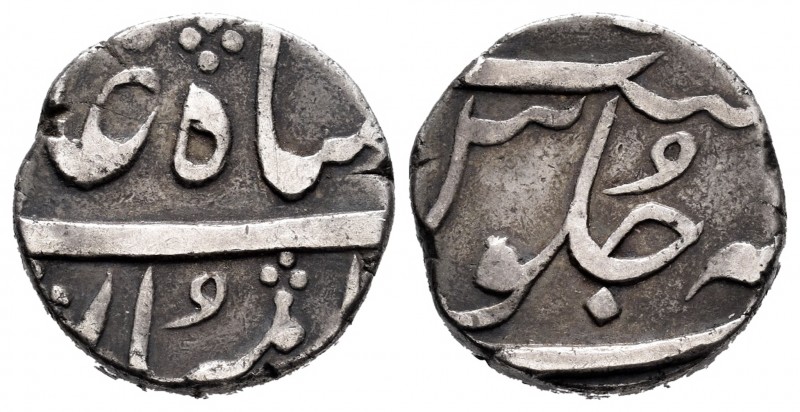 India. Maratha. Muhamad Akbar II. 1/2 rupia. (1806-1837). (Km-172). Ag. 5,67 g. ...