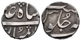 India. Maratha. Muhamad Akbar II. 1/2 rupia. (1806-1837). (Km-172). Ag. 5,67 g. Choice VF. Est...25,00.