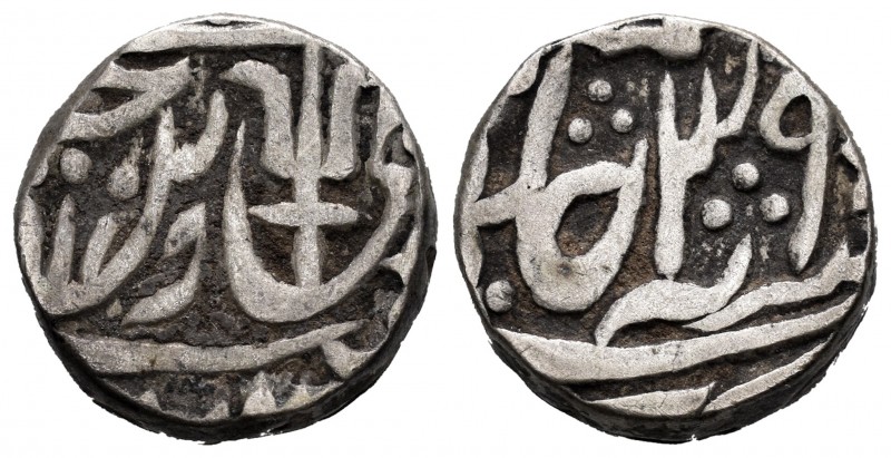 India. Maratha. Shah Alam II. 1 rupia. 1212 H (1797) / año 39. (Km-295). Ag. 10,...