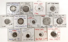 Lote de 13 piezas de plata distintas, Madrás (5), Bombay (2), Imperio Magol (1), Jaisalmir(1), Partabgara (1), India Francesa (1), Iran (1), India Dan...