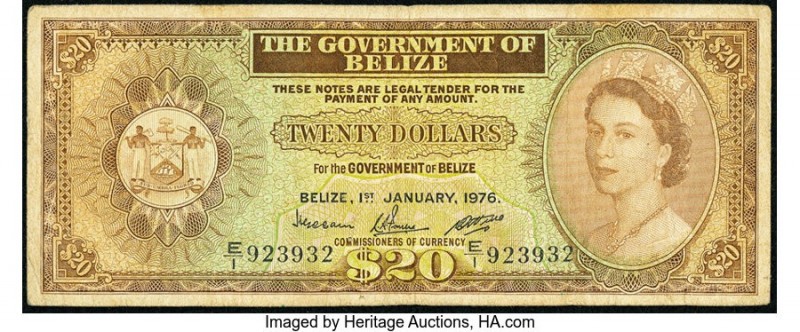 Belize Government of Belize 20 Dollars 1.1.1976 Pick 37c Fine. 

HID09801242017
...