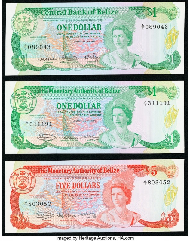 Belize Monetary Authority Group Lot of 3 Examples Crisp Uncirculated. 

HID09801...