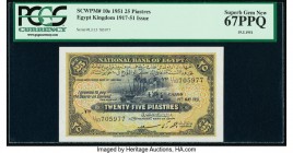 Egypt National Bank of Egypt 25 Piastres 19.5.1951 Pick 10e PCGS Superb Gem New 67PPQ. 

HID09801242017

© 2020 Heritage Auctions | All Rights Reserve...