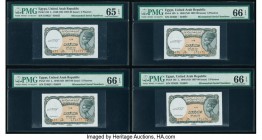 Four Consecutive Mismatched Serial Numbers Egypt Arab Republic of Egypt 5 Piastres 1940 (ND 1997-98) Pick 185 PMG Gem Uncirculated 65 EPQ; Gem Uncircu...